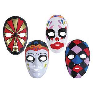 Lot de 8 masques en plastique - 24 x 15 cm - Multicolore