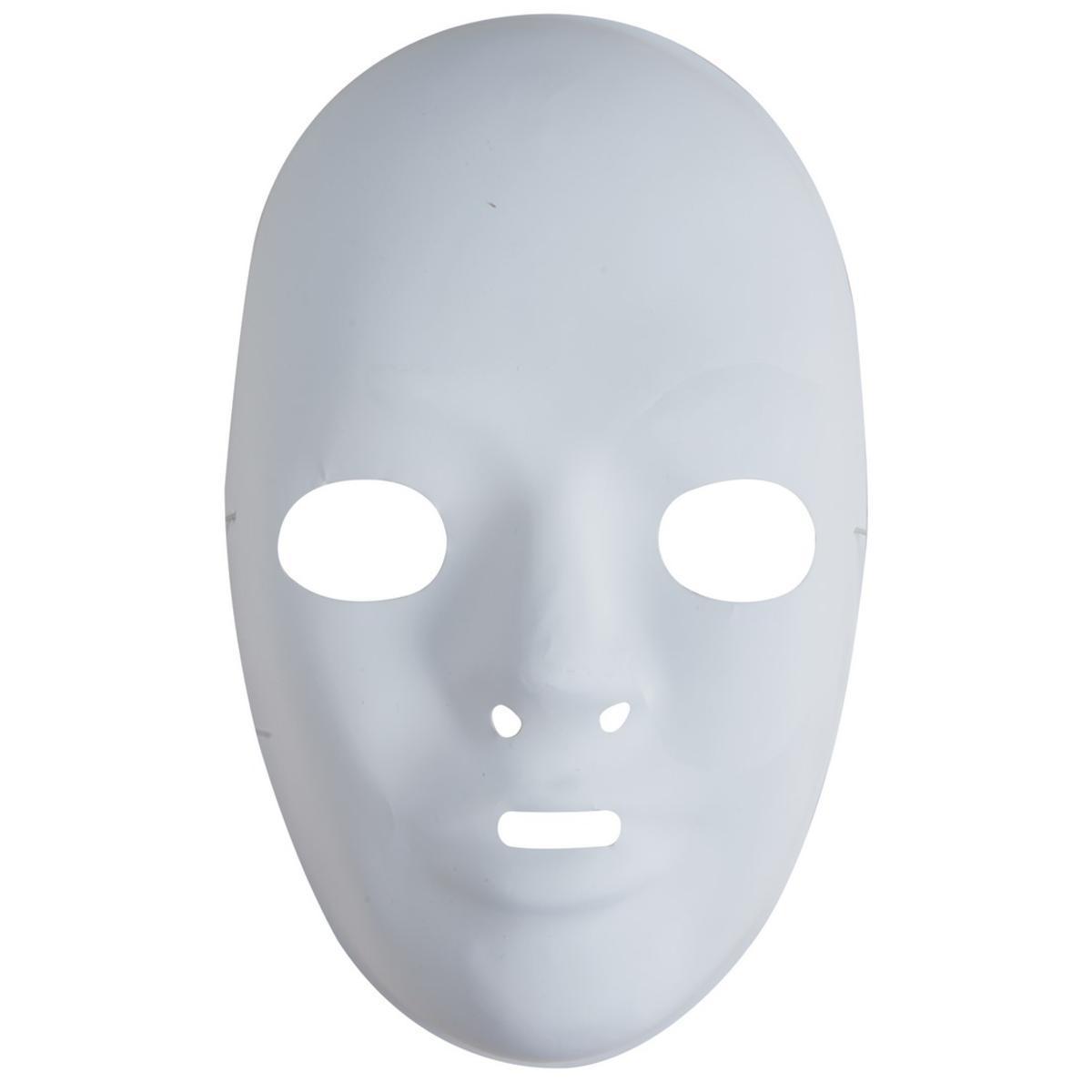 Lot de 8 masques en plastique - 24 x 15 cm - Blanc