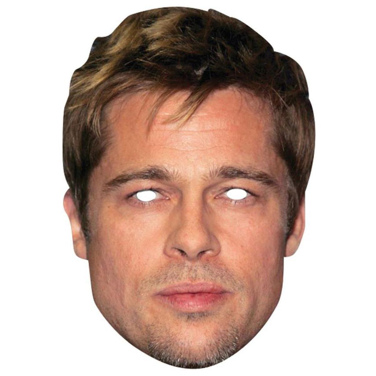 Masque de Brad Pitt en carton - 30 x 21 cm - Multicolore