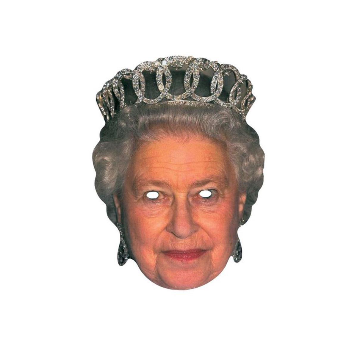 Masque de La Reine d'Angleterre en carton - 30 x 21 cm - Multicolore