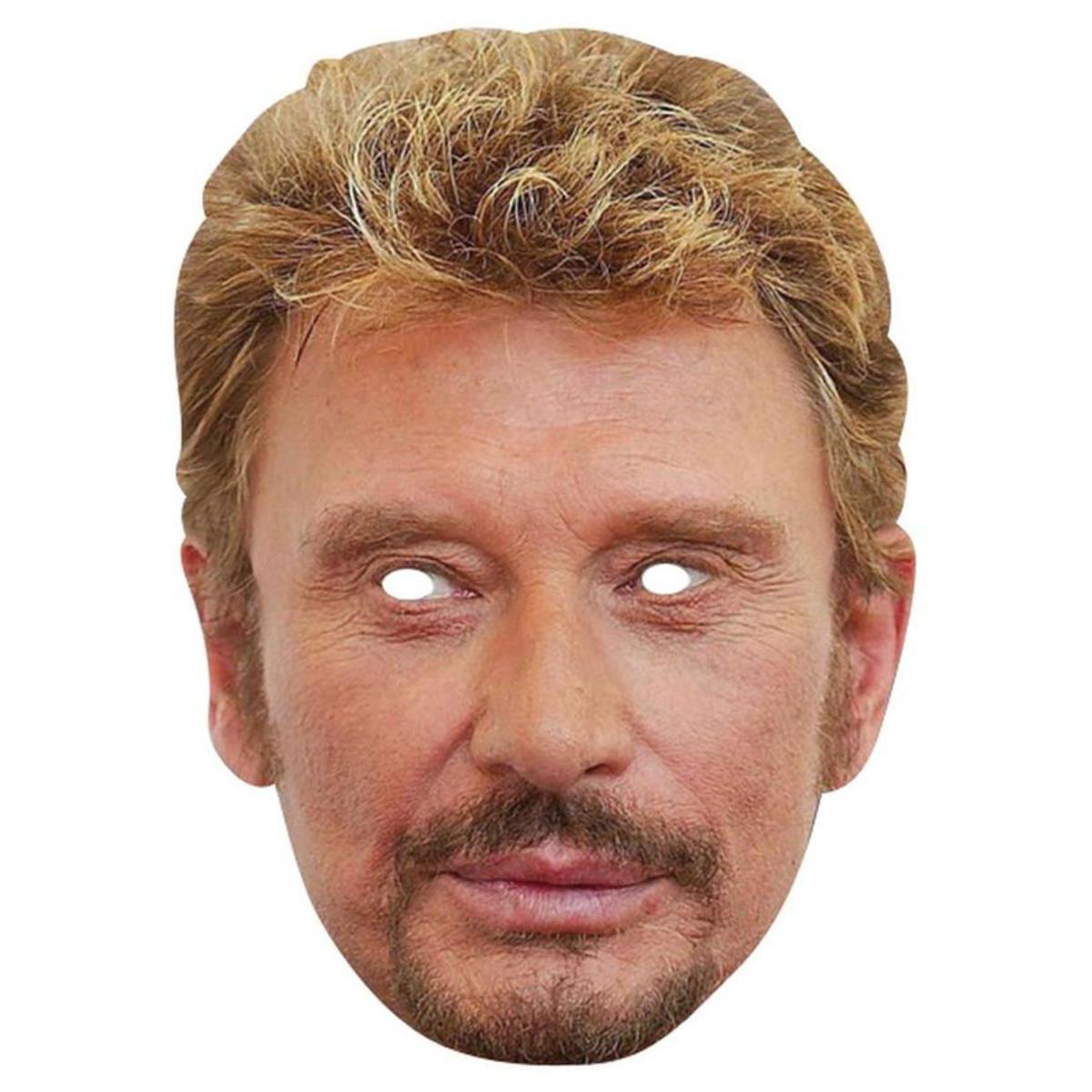 Masque de Johnny Hallyday en carton - 30 x 21 cm - Multicolore