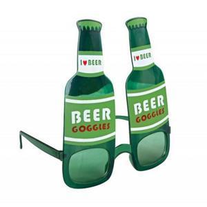 Lunettes en forme de bouteille de bière en plastique - 14 x 15 cm - Vert