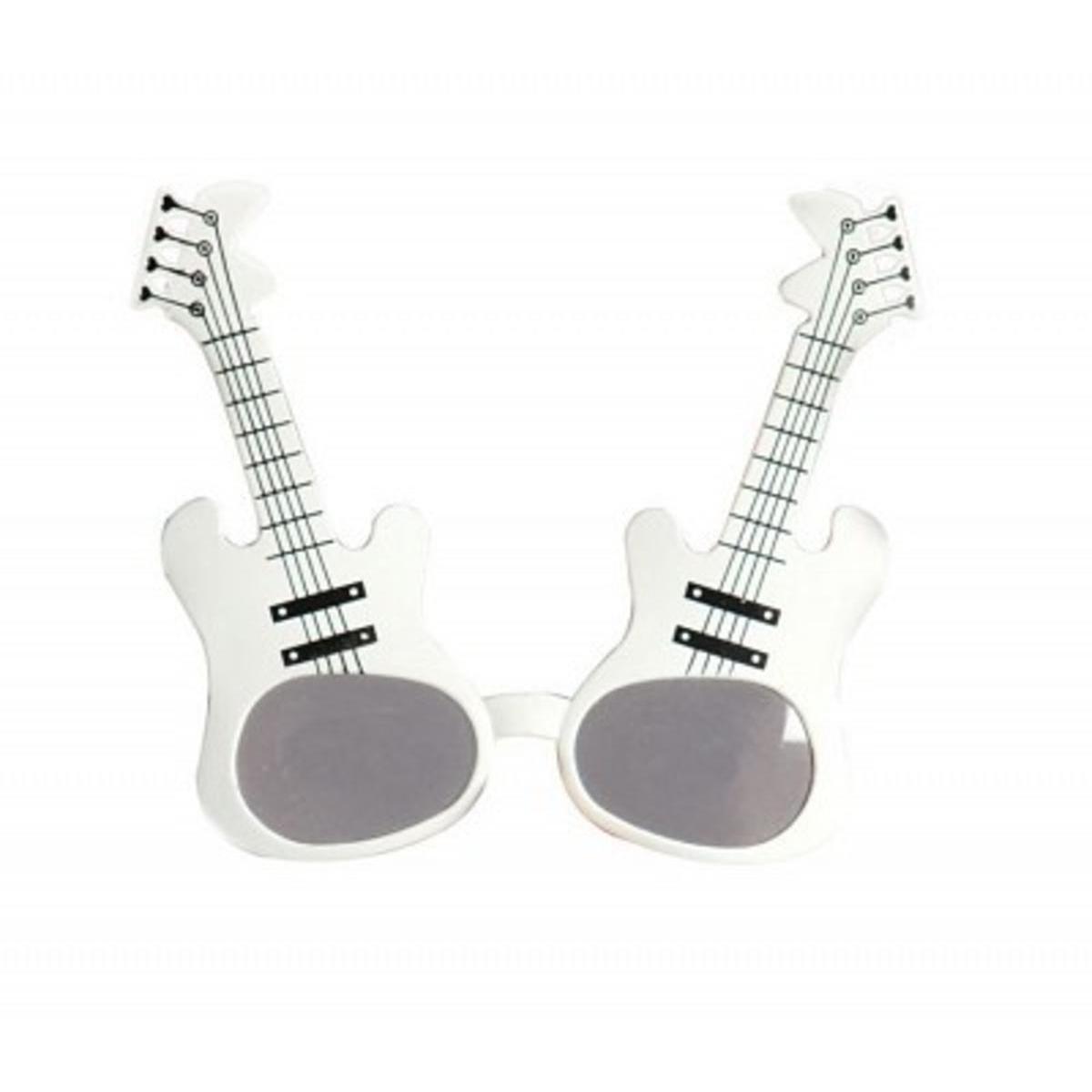 Lunettes guitare en plastique - 16 x 14,5 cm - Blanc