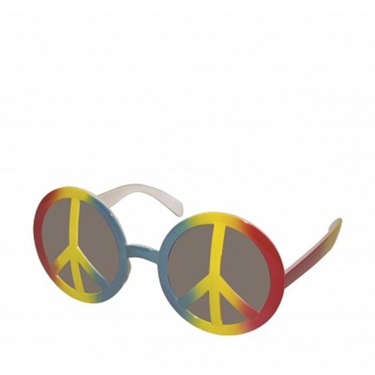 Lunettes Peace and Love en plastique - 14 x 6,5 cm - Multicolore