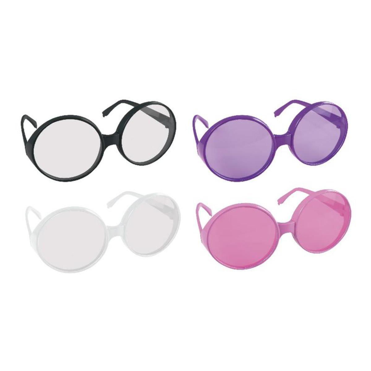 Lunettes hippie rondes grand modèle en plastique - 17 x 7 cm - Multicolore