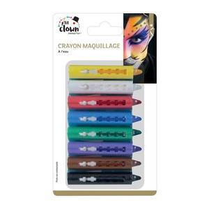 Lot de 8 crayons en maquillage à l'eau - Longueur 6,5 cm - Multicolore