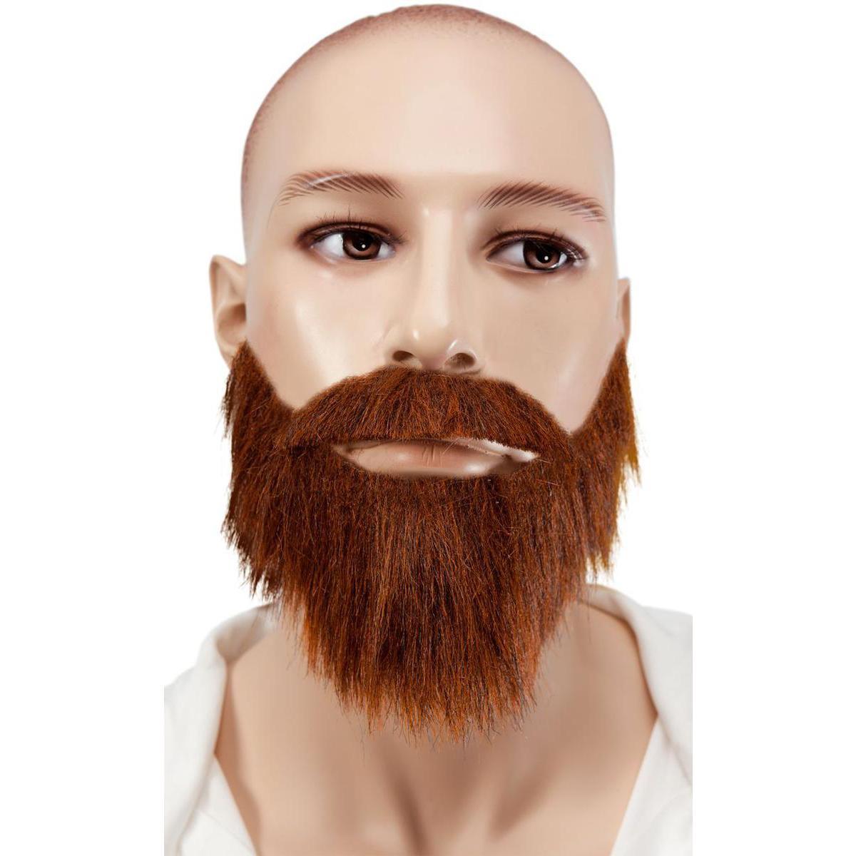 Moustache et barbe en polyester - 21 x 8,5 cm - Marron