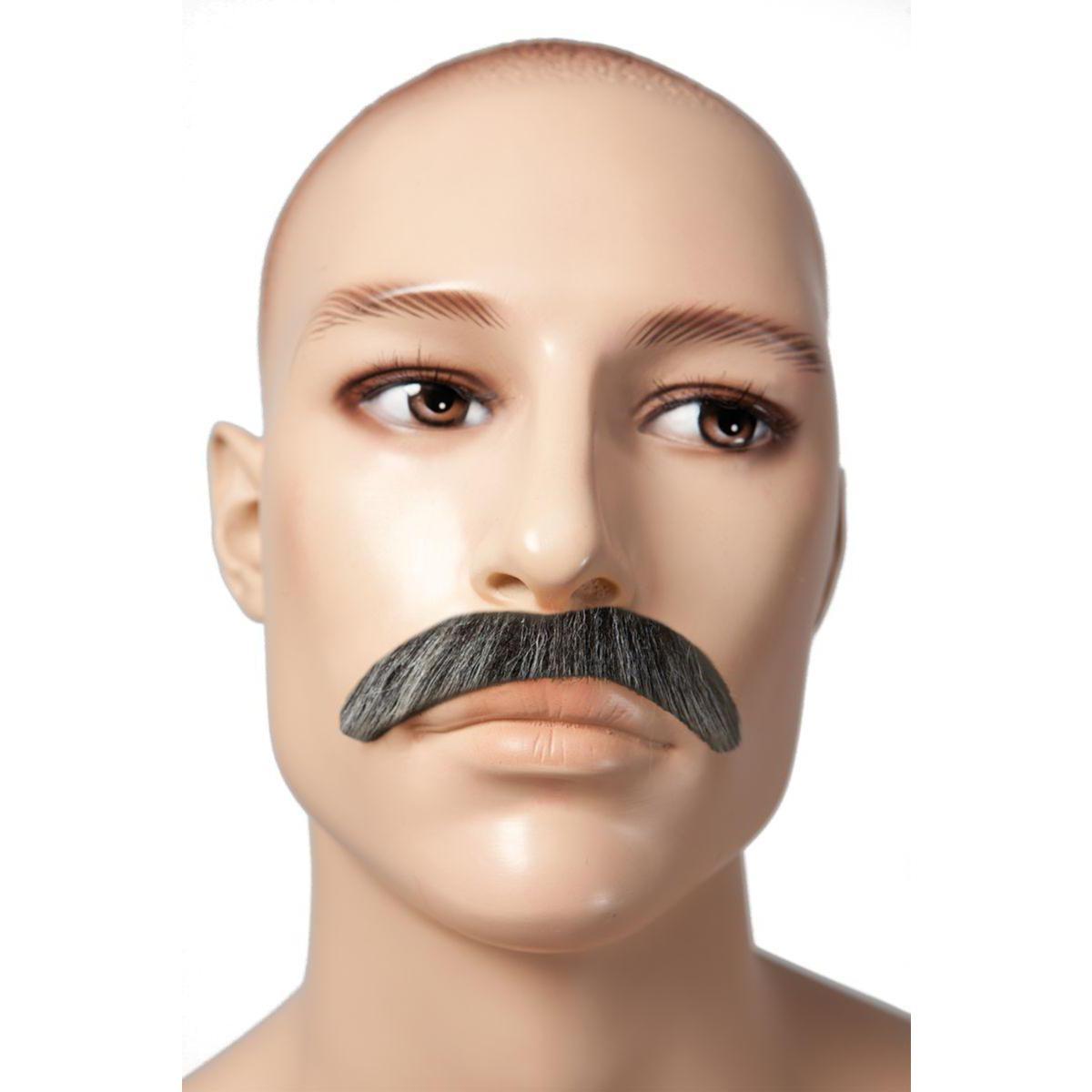 Moustache année 60 en polyester - 9,5 x 2 cm - Gris