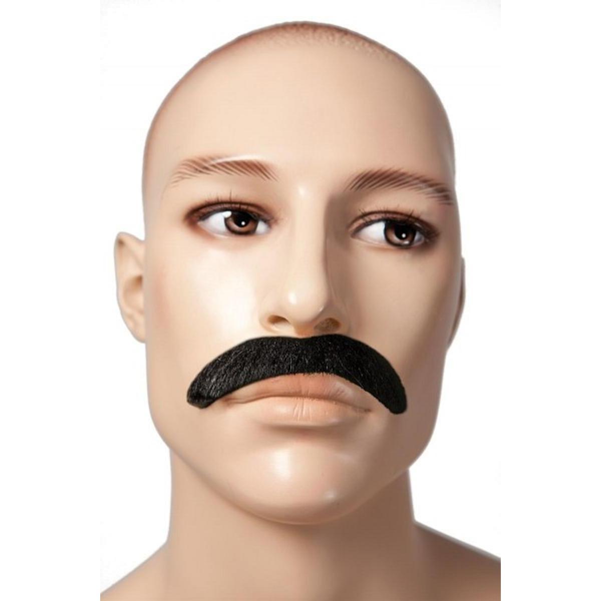 Moustache année 60 en polyester - 9,5 x 2 cm - Noir