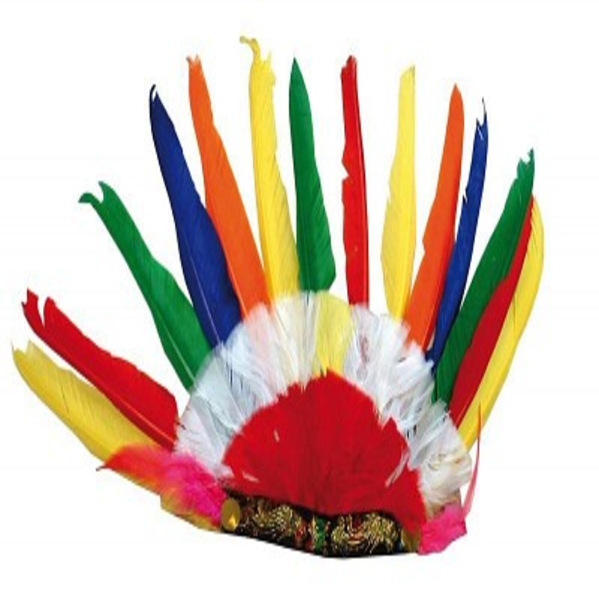 Coiffe d'indien en plumes - Multicolore