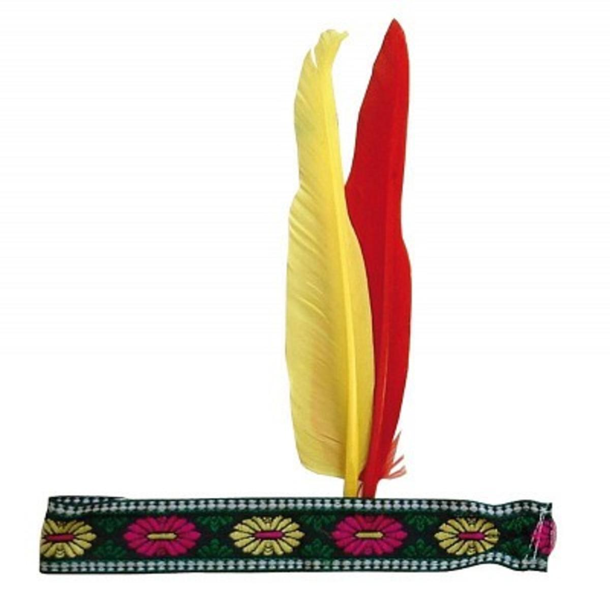 Bandeau indien en plumes - 23,5 x 24,5 cm - Multicolore