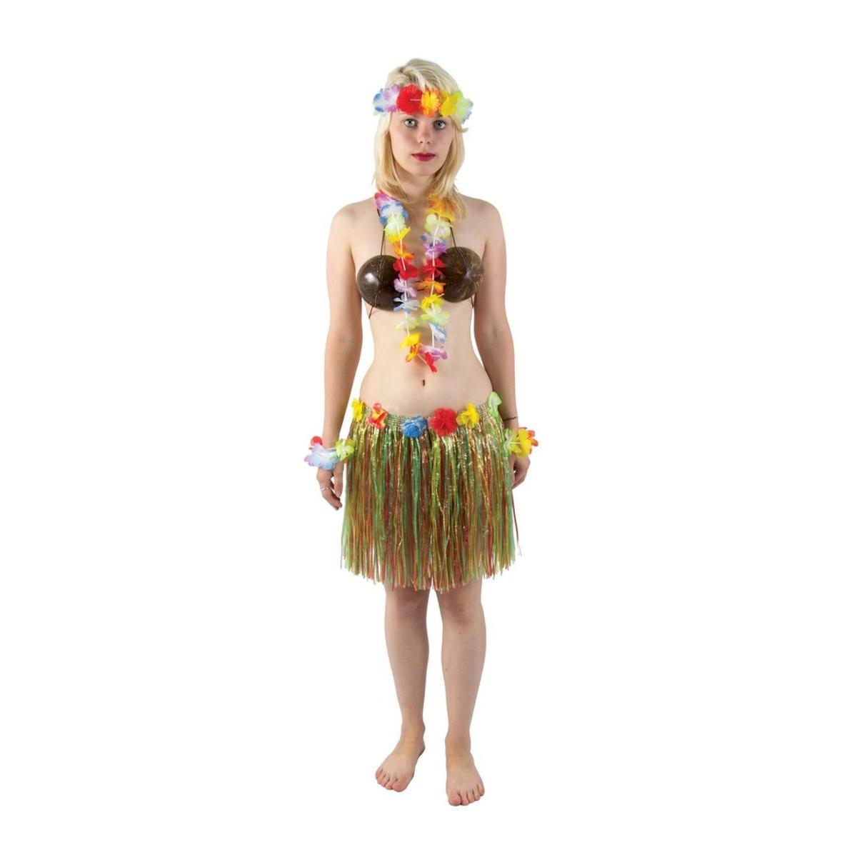 Jupe hawaïenne en polyester - 40 x 32 cm - Multicolore