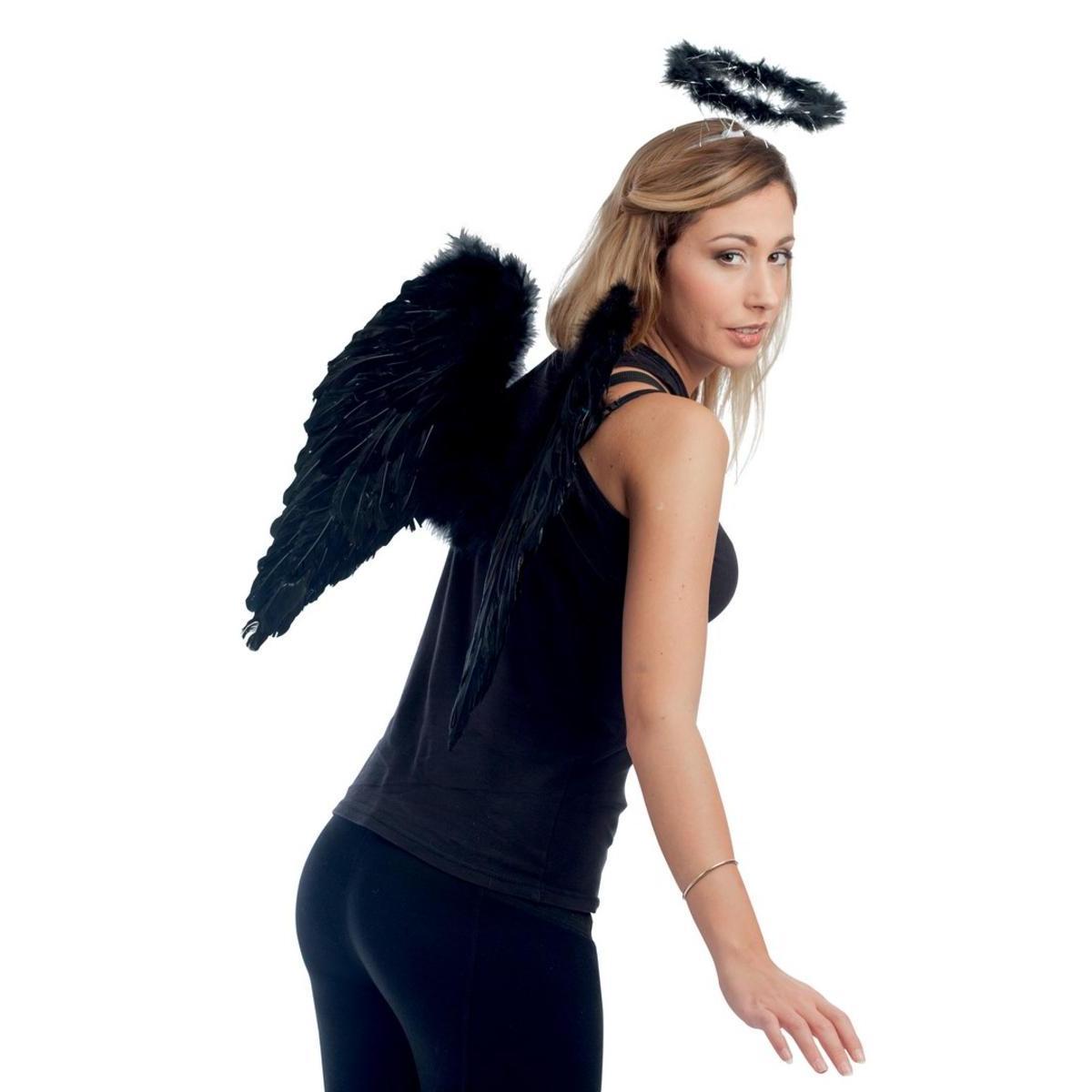 Serre-tête halo d'ange en plastique - 17 x 26 cm - Noir