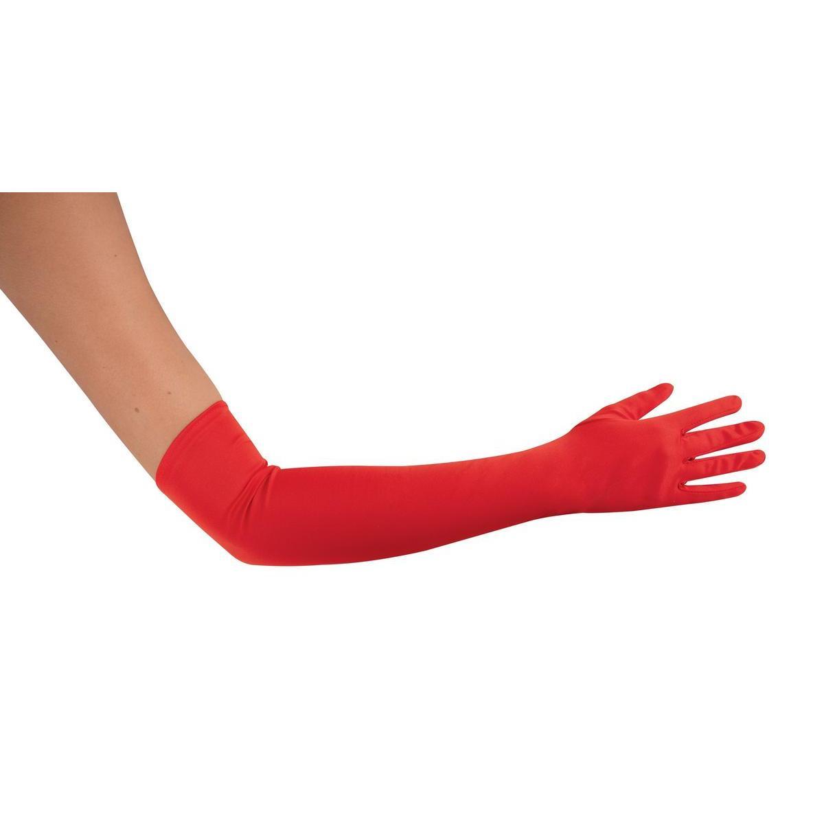 Gants longs en polyester - 56 x 9 cm - Rouge