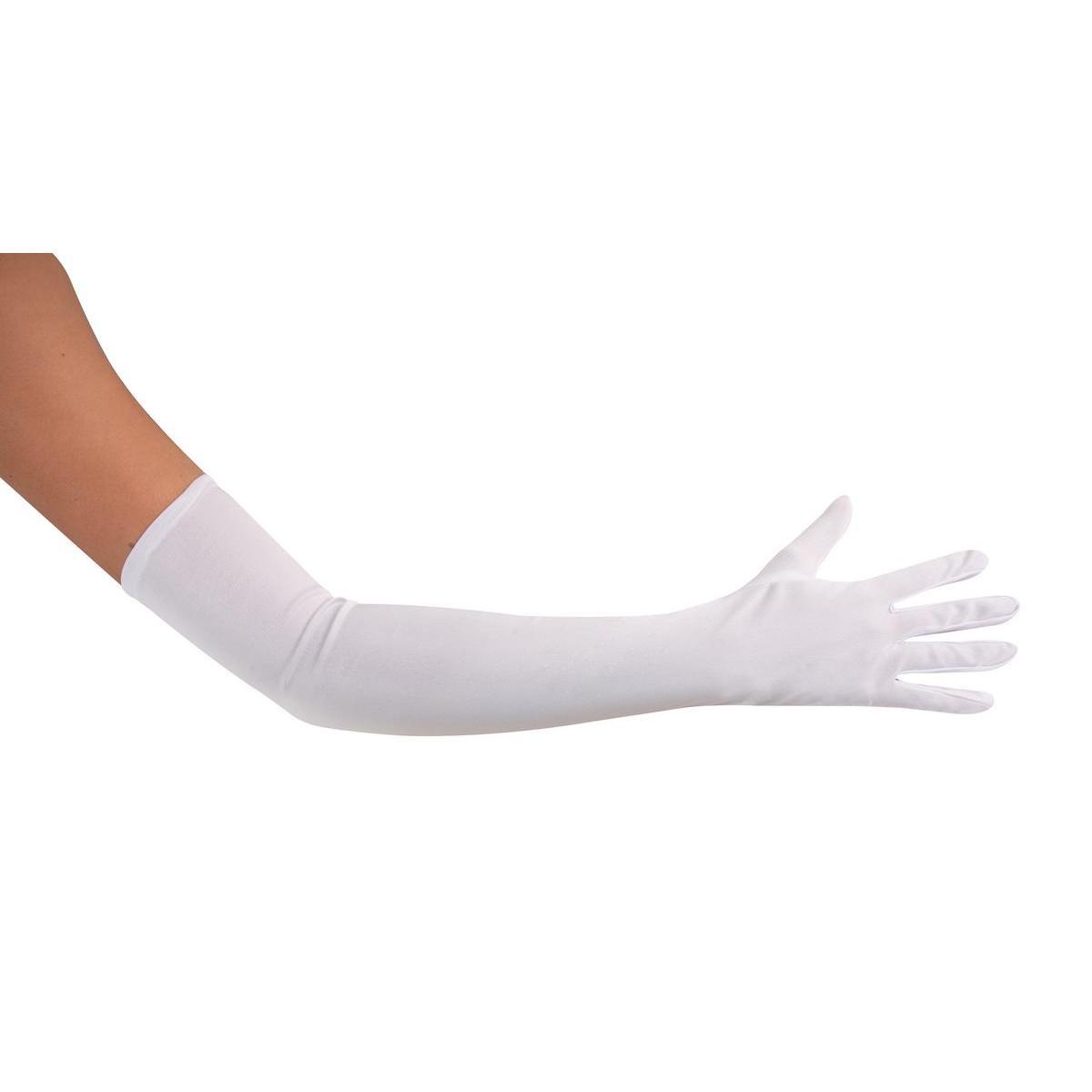 Gants longs en polyester - 56 x 9 cm - Blanc