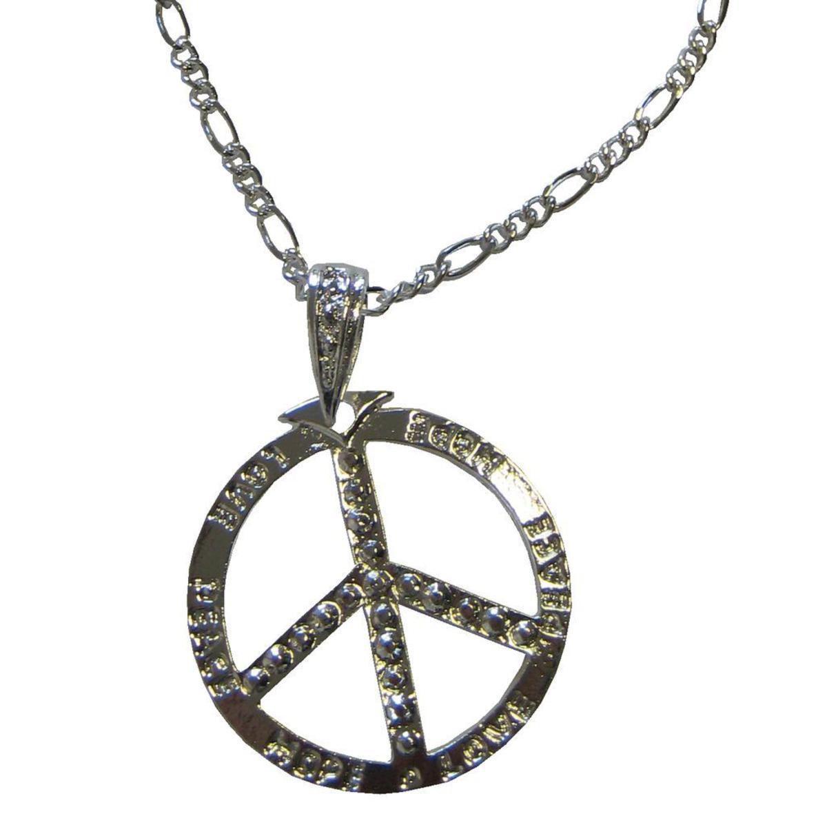 Collier hippie en métal - 45 x 5,5 cm - Argent