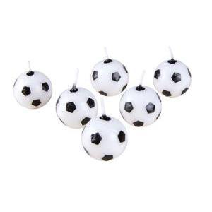 Lot de 6 bougies ballon de foot en cire - 2 x 2 cm - Multicolore