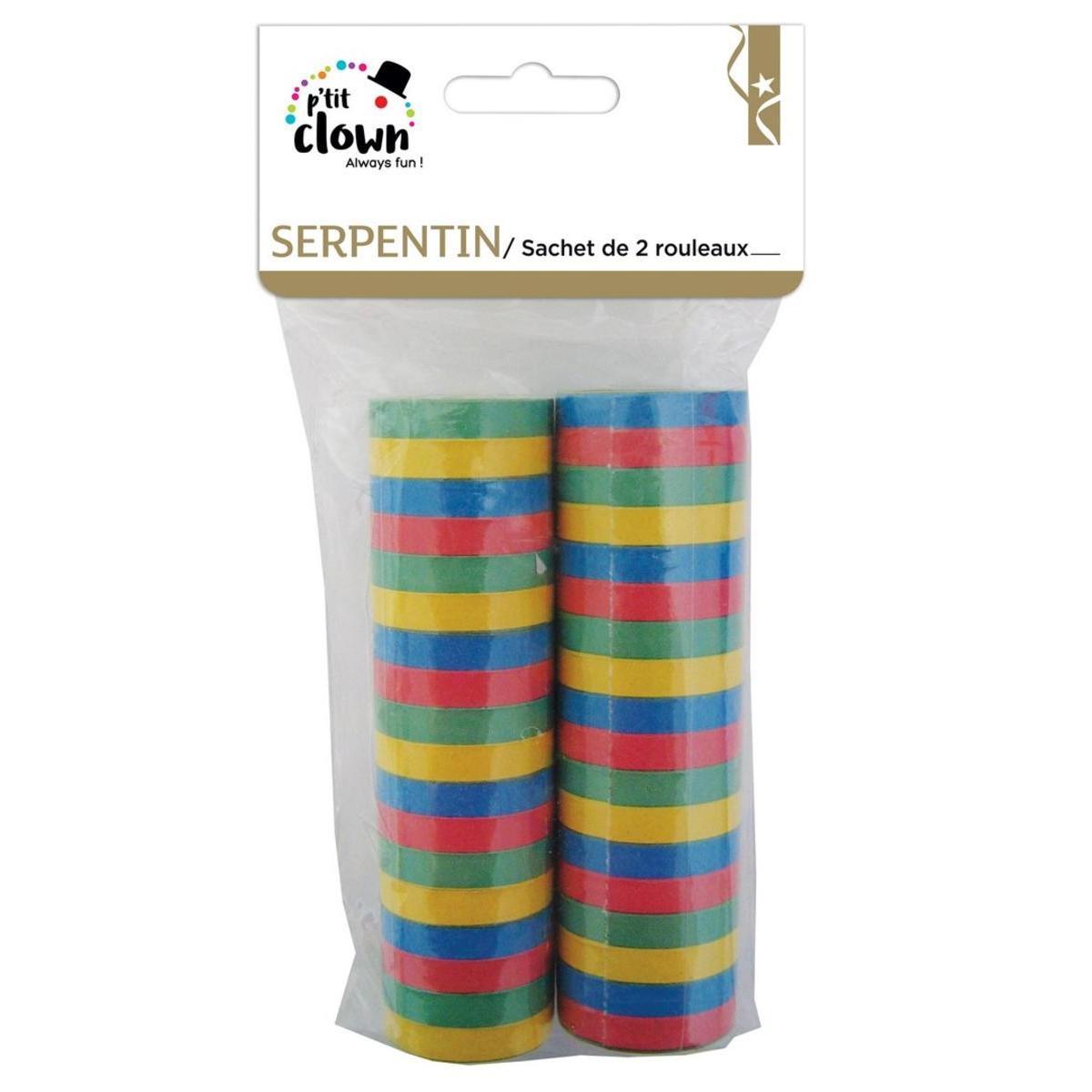 Sachet de 2 serpentins en carton - 4 x 0,4 m - Multicolore