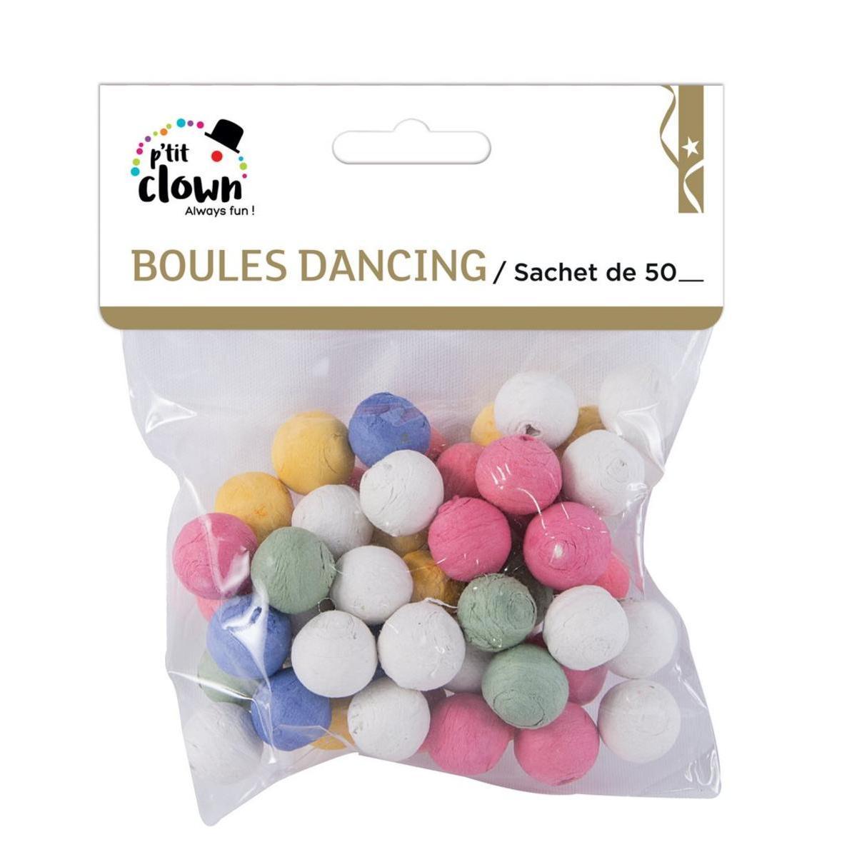 Sachet de 50 boules dancing en papier - 2 x 2 cm - Multicolore