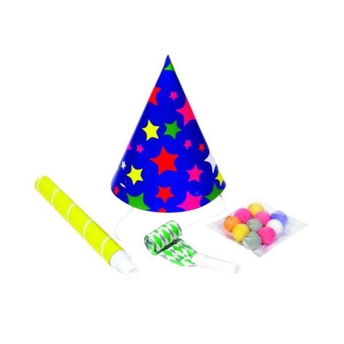 Cotillons pour 1 personnes en carton et papier - 25 x 18 x H 5 cm - Multicolore