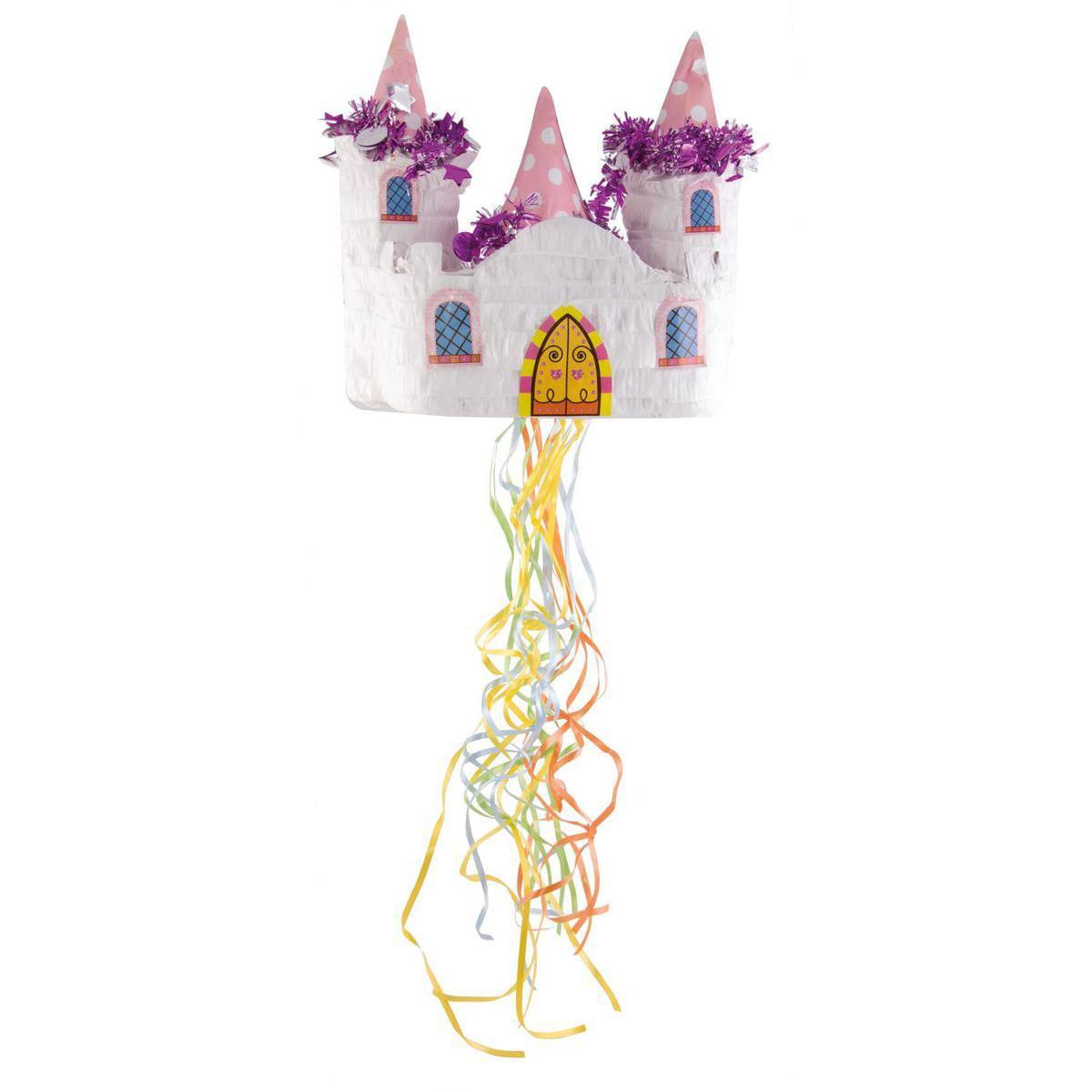 Pinata château de princesse en carton - 28 x 29 x H 16 cm - Multicolore