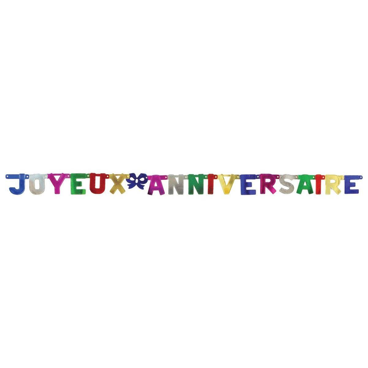 Guirlande joyeux anniversaire - 190 x 11 cm - Multicolore
