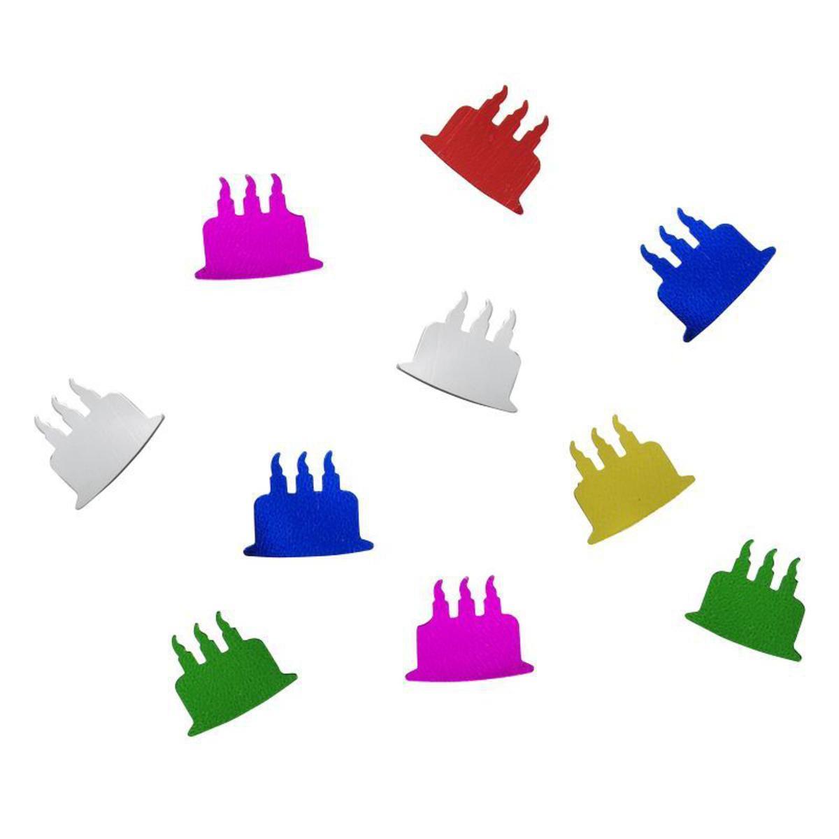 Confettis de table gâteau d'anniversaire en plastique - 10 g - Multicolore