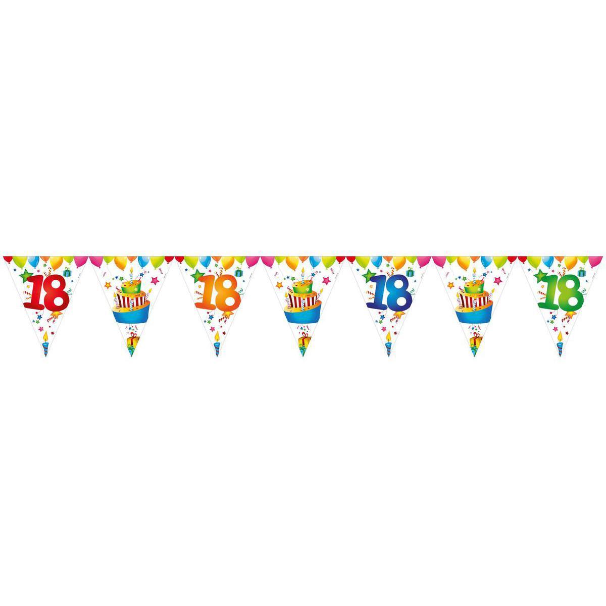 Guirlande fanions 18 ans en papier - 26,50 x 600 cm- Multicolore