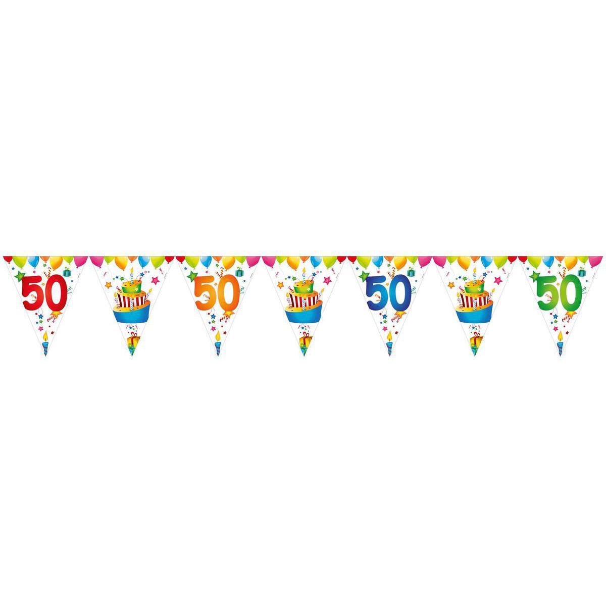 Guirlande fanions 50 ans en papier - 26,50 x 600 cm - Multicolore