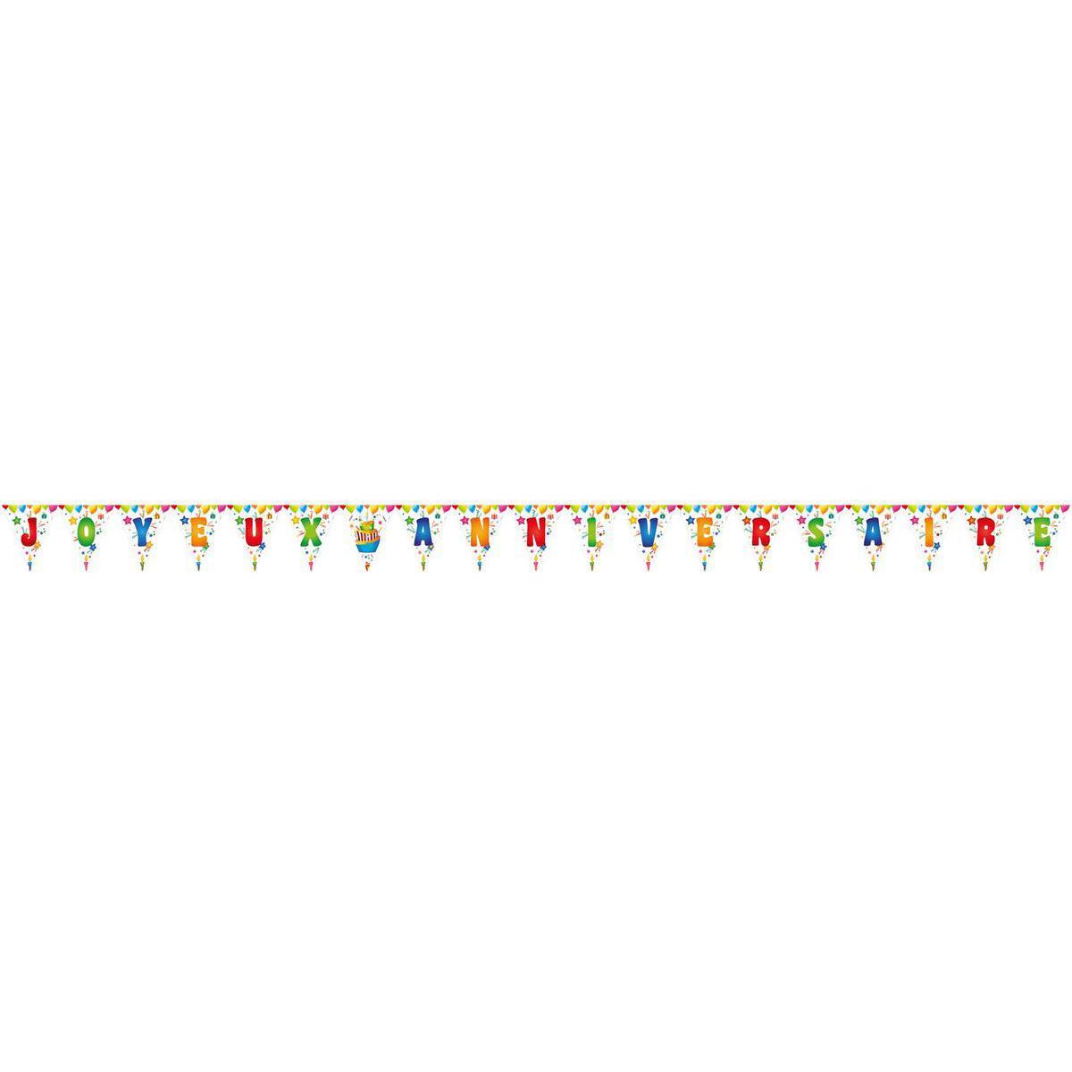 Guirlande fanions joyeux anniversaire en papier - 26,50 x 600 cm - Multicolore