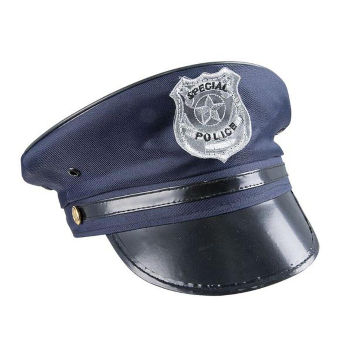 Casquette policier en polyester - 28 x 25 x H 5 cm - Bleu