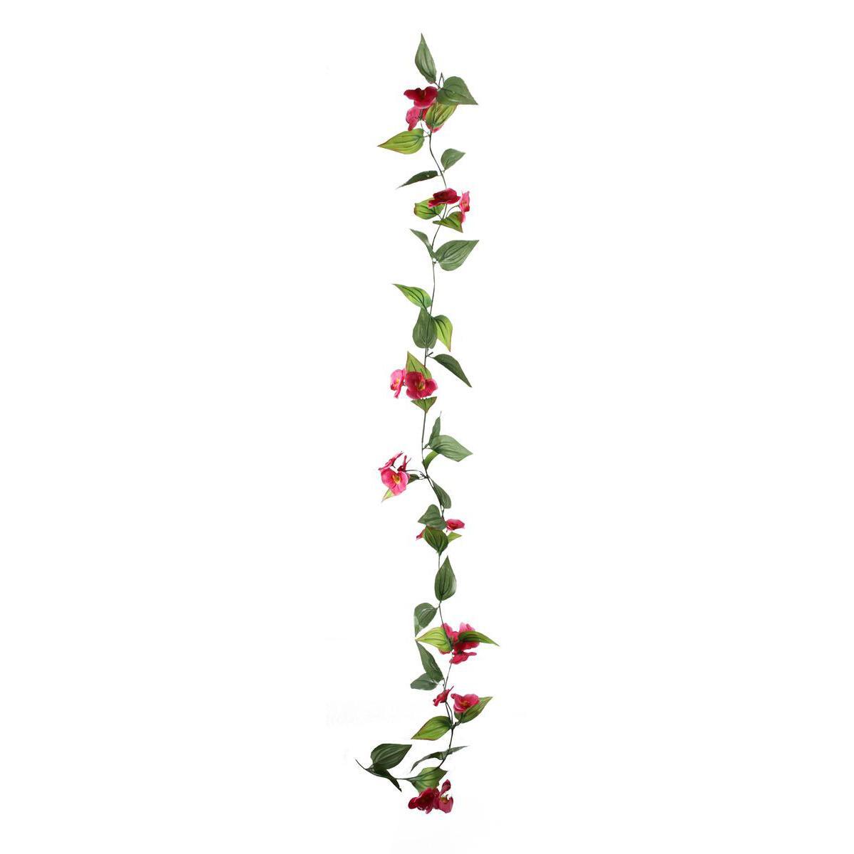 Guirlande d'orchidées et roses - Plastique et polyester - Longueur 150 cm - Rose