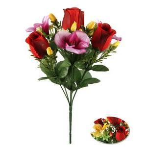 Bouquet Boutons de Roses, Alstroemerias - H 34 cm
