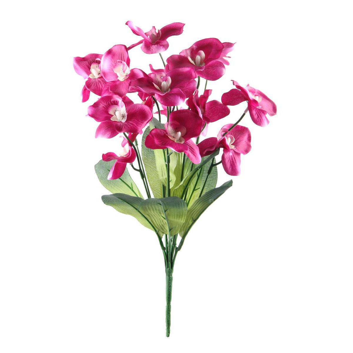 Bouquet de 13 orchidées - Plastique et polyester - Hauteur 40 cm - Violet et blanc