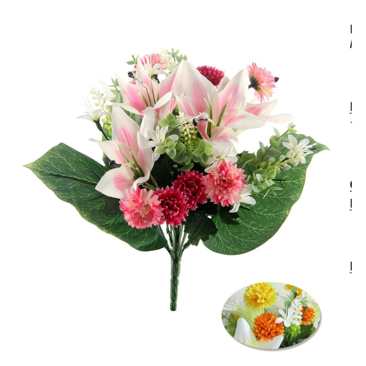 Bouquet de Lys et Minis Mums - H 35 cm