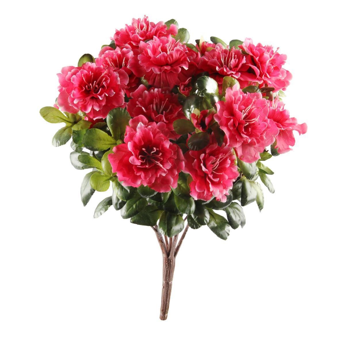 Bouquet d'azalées - Plastique et polyester - Hauteur 37 cm - Rouge, rose et blanc