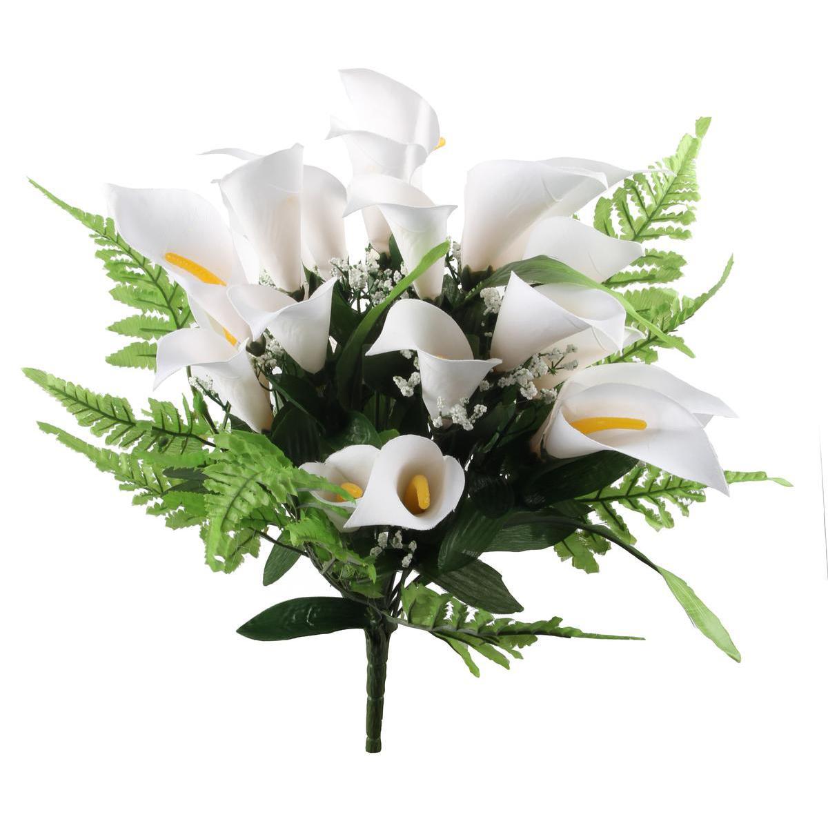 Bouquet de 23 arums - Plastique et polyester - Hauteur 40 cm - Blanc