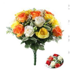 Bouquet de 21 Boutons de Roses et Gyspo - H 38 cm