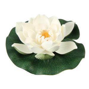Lotus flottant - Plastique et polyester - Diamètre 18 cm - Crème et rose