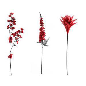 Fleur en plastique et polyester - De 62 à 87 cm - Rouge et noir