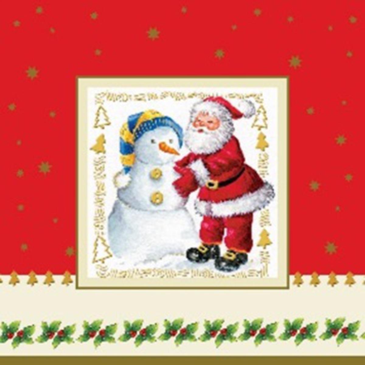 Lot de 20 serviettes imprimées Père Noël - Papier - 33 x 33 cm - Multicolore
