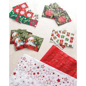 Lot de 20 serviettes imprimées boule de Noël - Papier - 33 x 33 cm - Rouge, jaune et vert