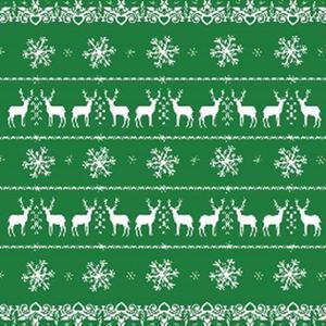 Lot de 20 serviettes imprimées rennes - Papier - 33 x 33 cm - Vert et blanc