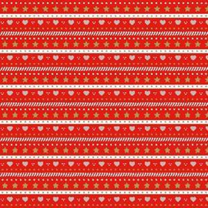 Lot de 20 serviettes imprimées cœur et étoiles - Papier - 33 x 33 cm - Blanc, rouge et doré