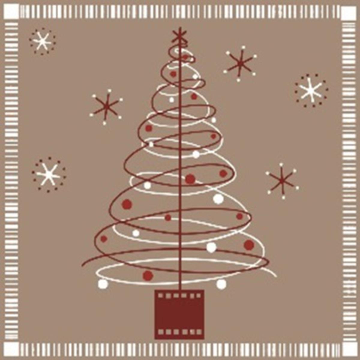 Lot de 20 serviettes imprimées sapin de Noël ligne - Papier - 33 x 33 cm - Blanc, rouge et gris