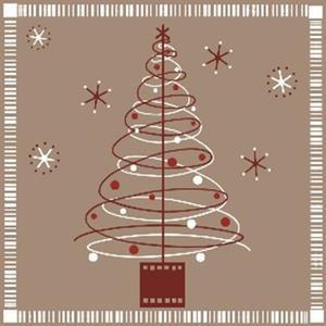 Lot de 20 serviettes imprimées sapin de Noël ligne - Papier - 33 x 33 cm - Blanc, rouge et gris