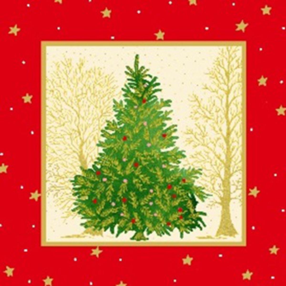 Lot de 20 serviettes imprimées sapin de Noël - Papier - 33 x 33 cm - Multicolore