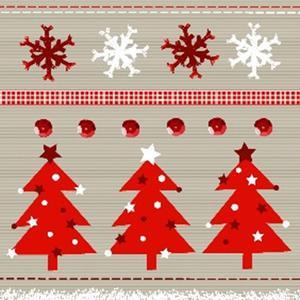 Lot de 20 serviettes imprimées sapin de Noël - Papier - 33 x 33 cm - Blanc, rouge et gris.