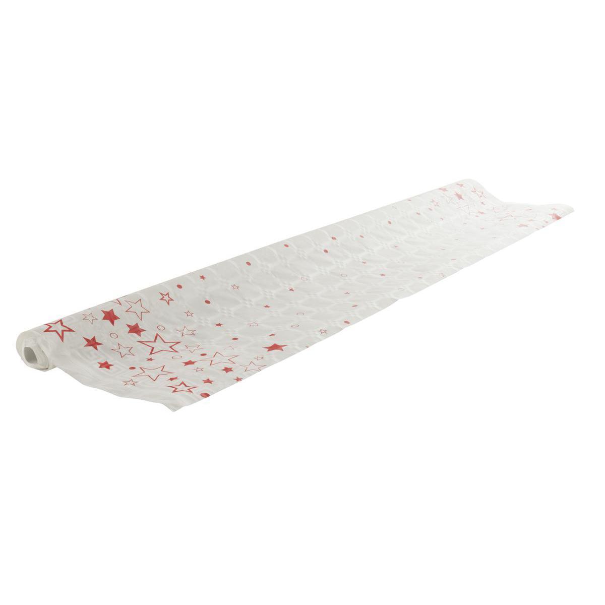 Nappe motifs étoilés - Papier - 6 x 1,18 m - Blanc et rouge