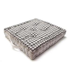 Coussin de sol en coton - 40 x 40 x H 8 cm - Vichy gris